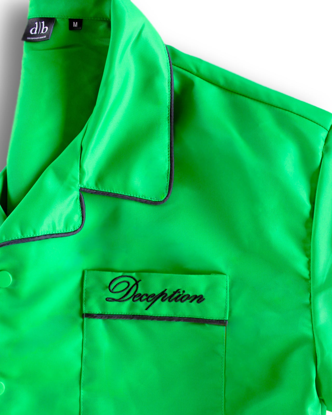 Green Nylon Boxy-Cut Short Sleeve Shirt