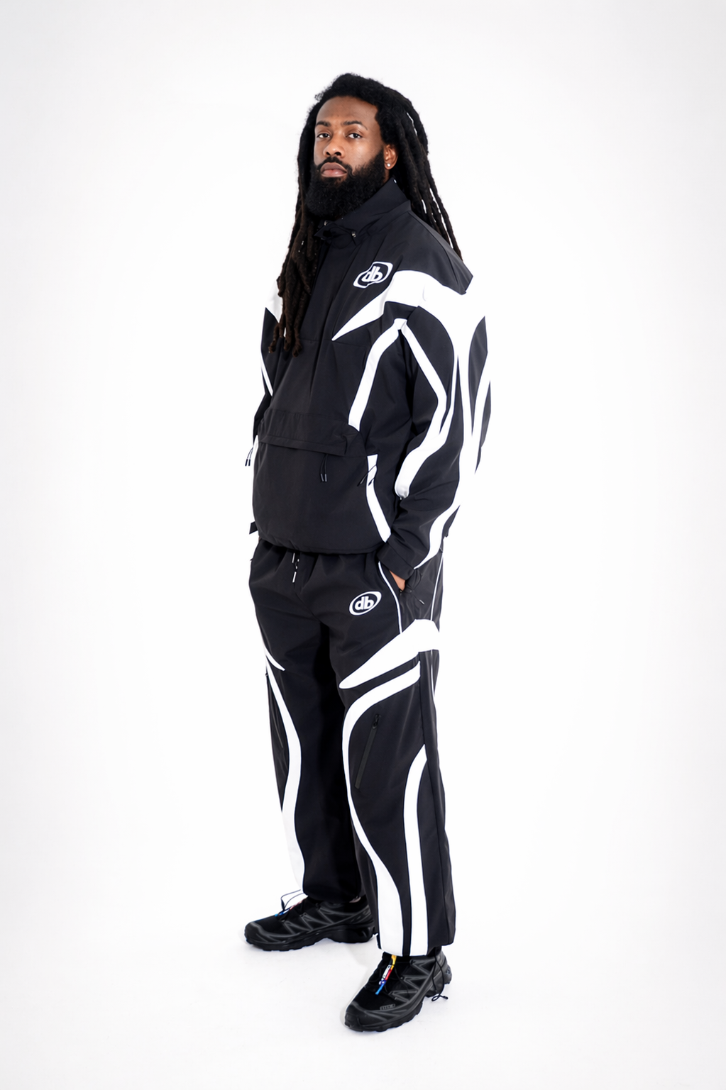 Black/Red Vector Half-Zip Pullover & Pant Set