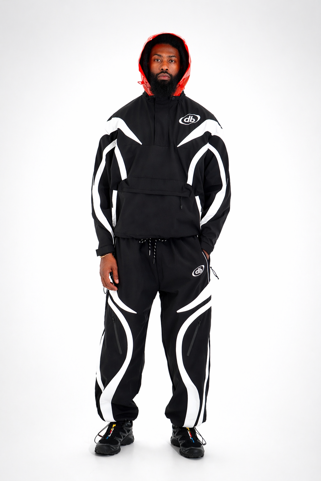 Black/Red Vector Half-Zip Pullover & Pant Set