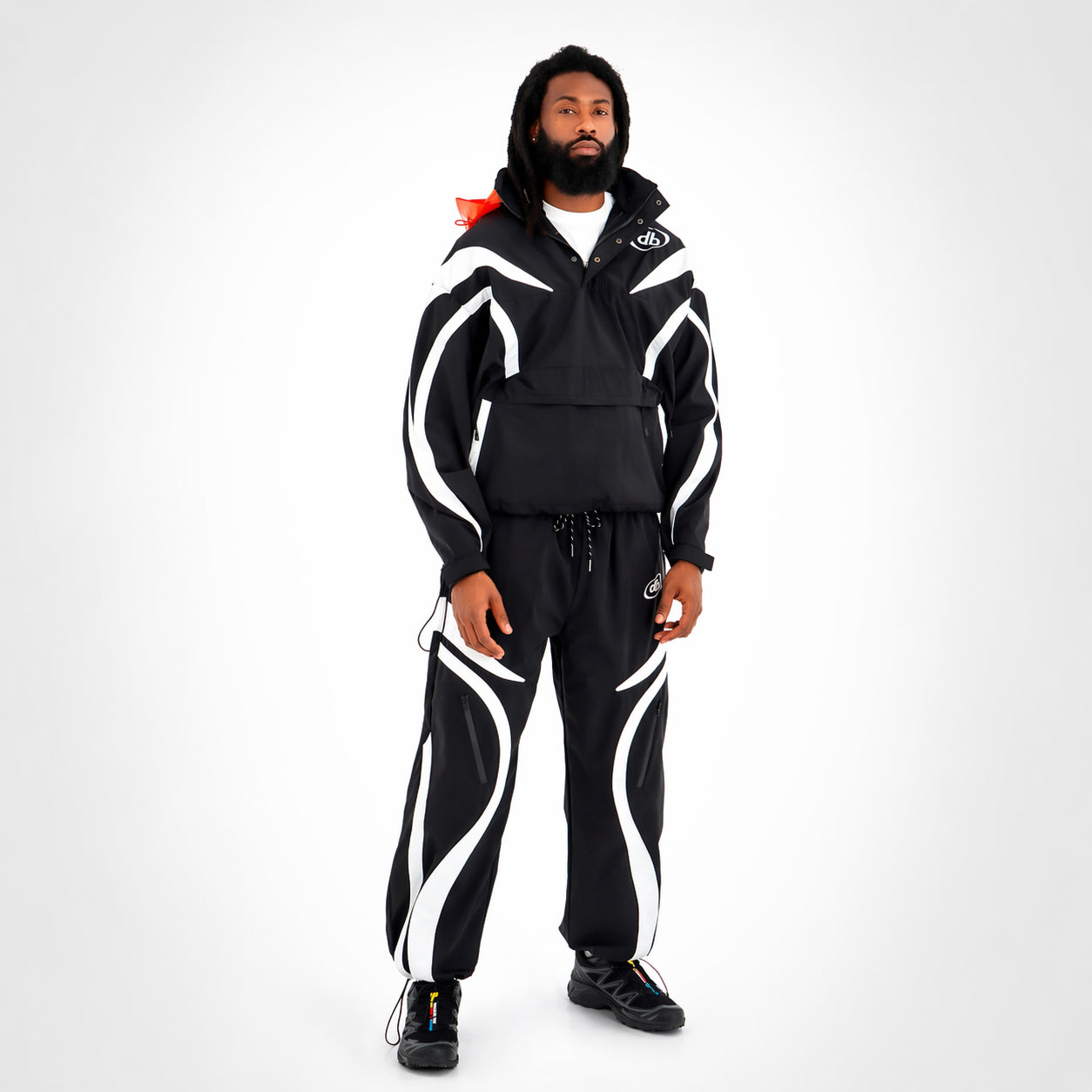 Black/Red Vector Half-Zip Pullover & Pant Set