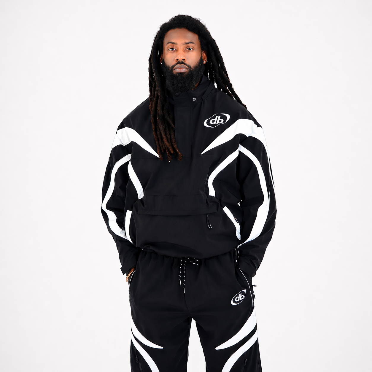 Black/Red Vector Half-Zip Pullover & Pant Set